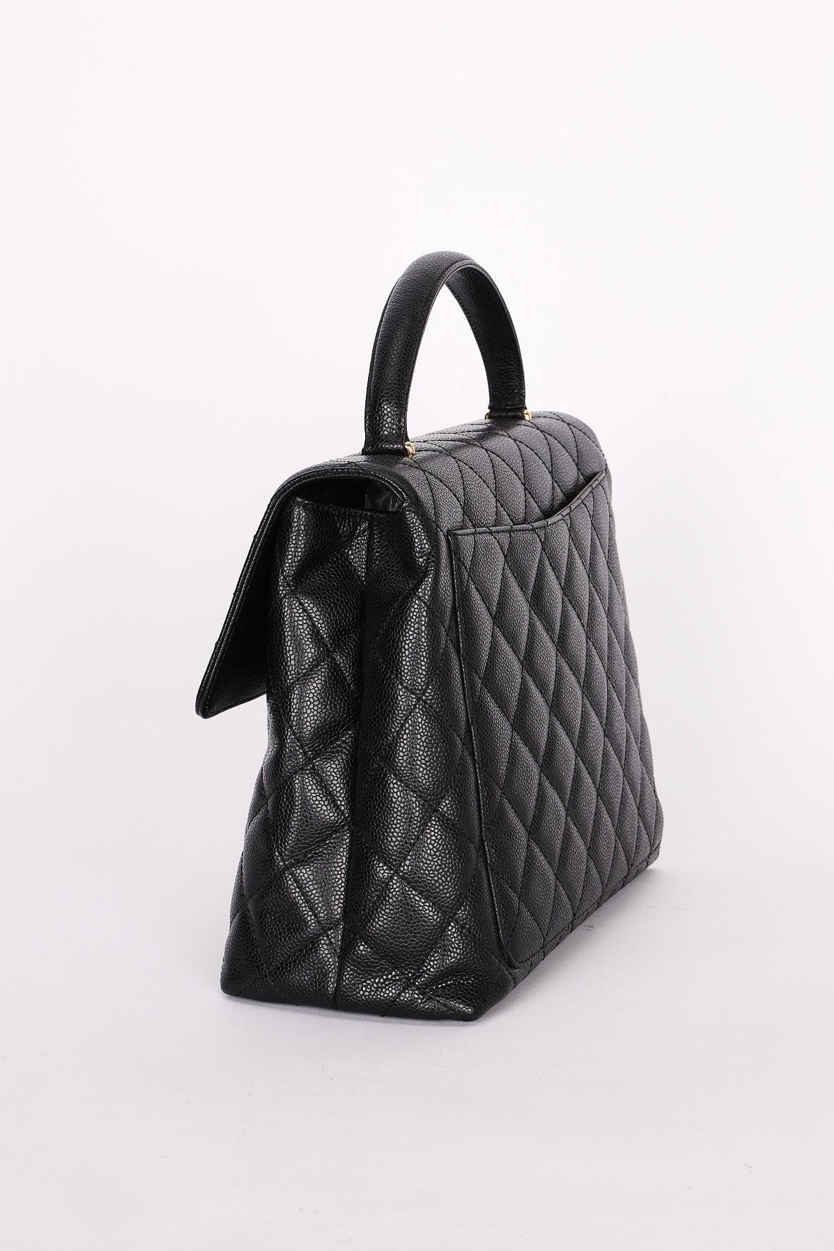 Chanel Kelly Top Handle Bag Black Caviar 24K GP