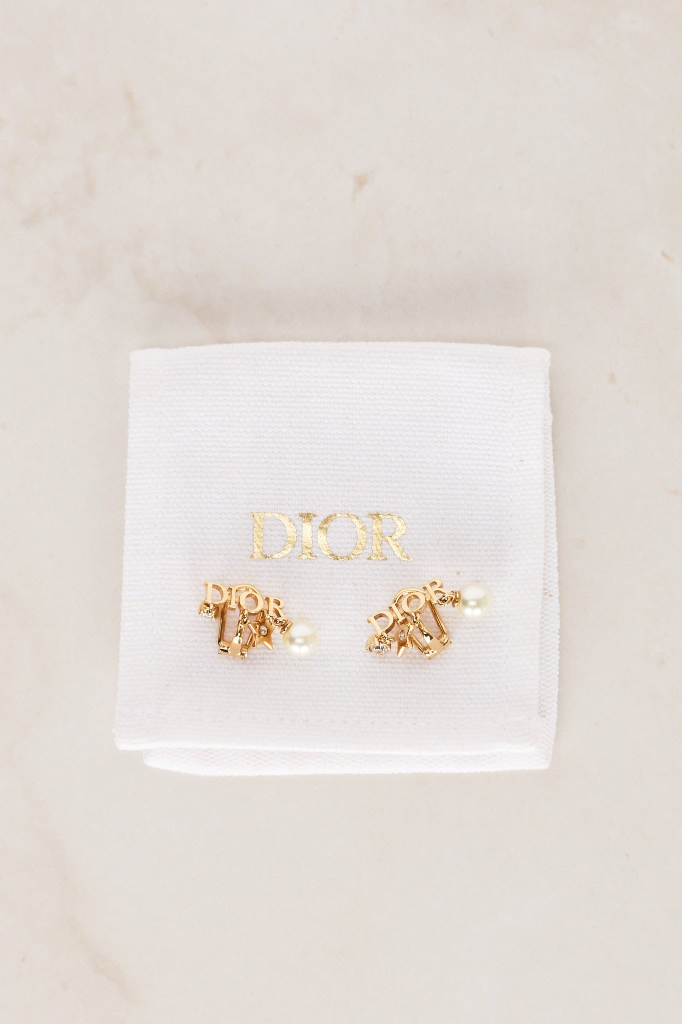 Dior Clip-On Crystal Logo Earrings