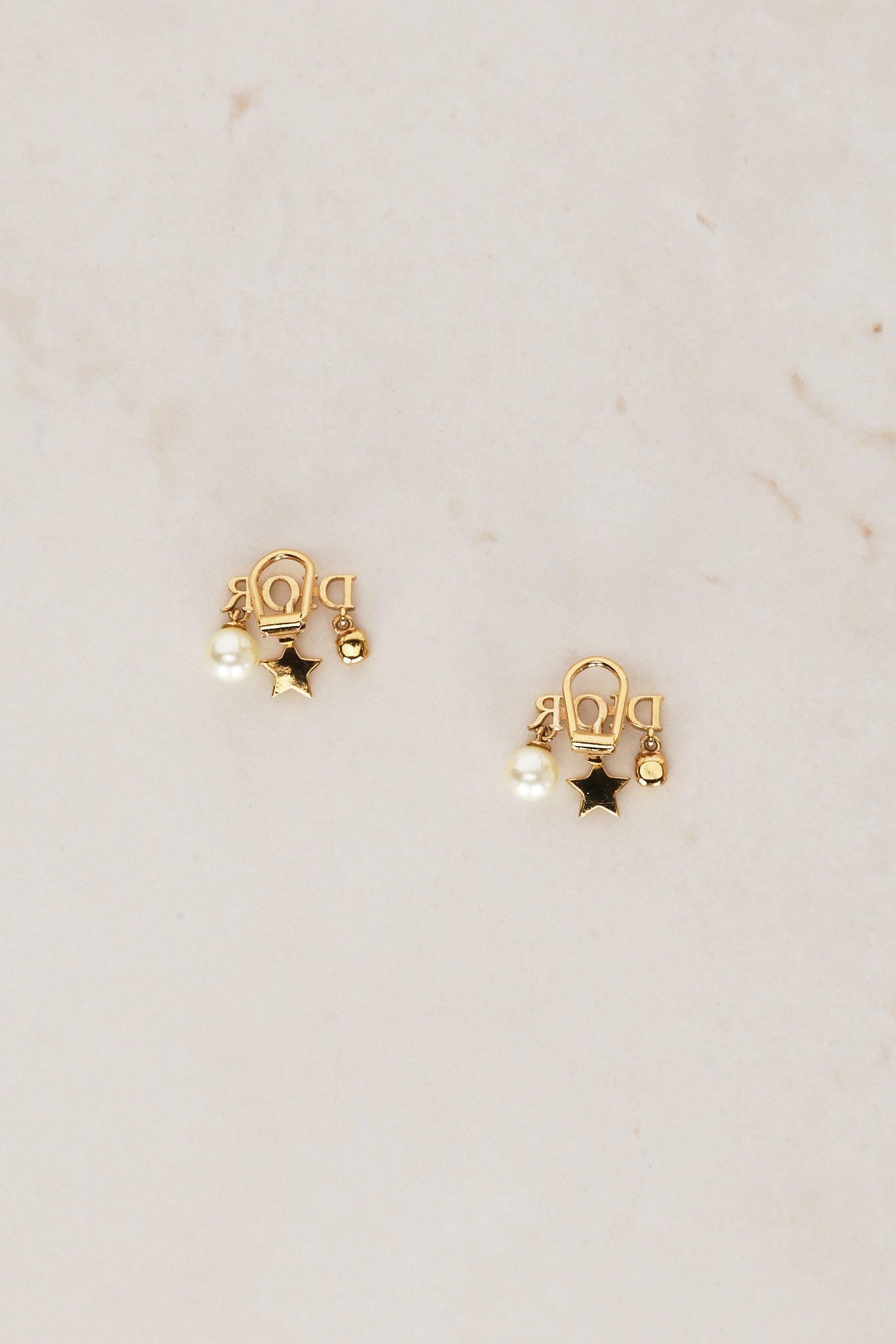 Dior Clip-On Crystal Logo Earrings