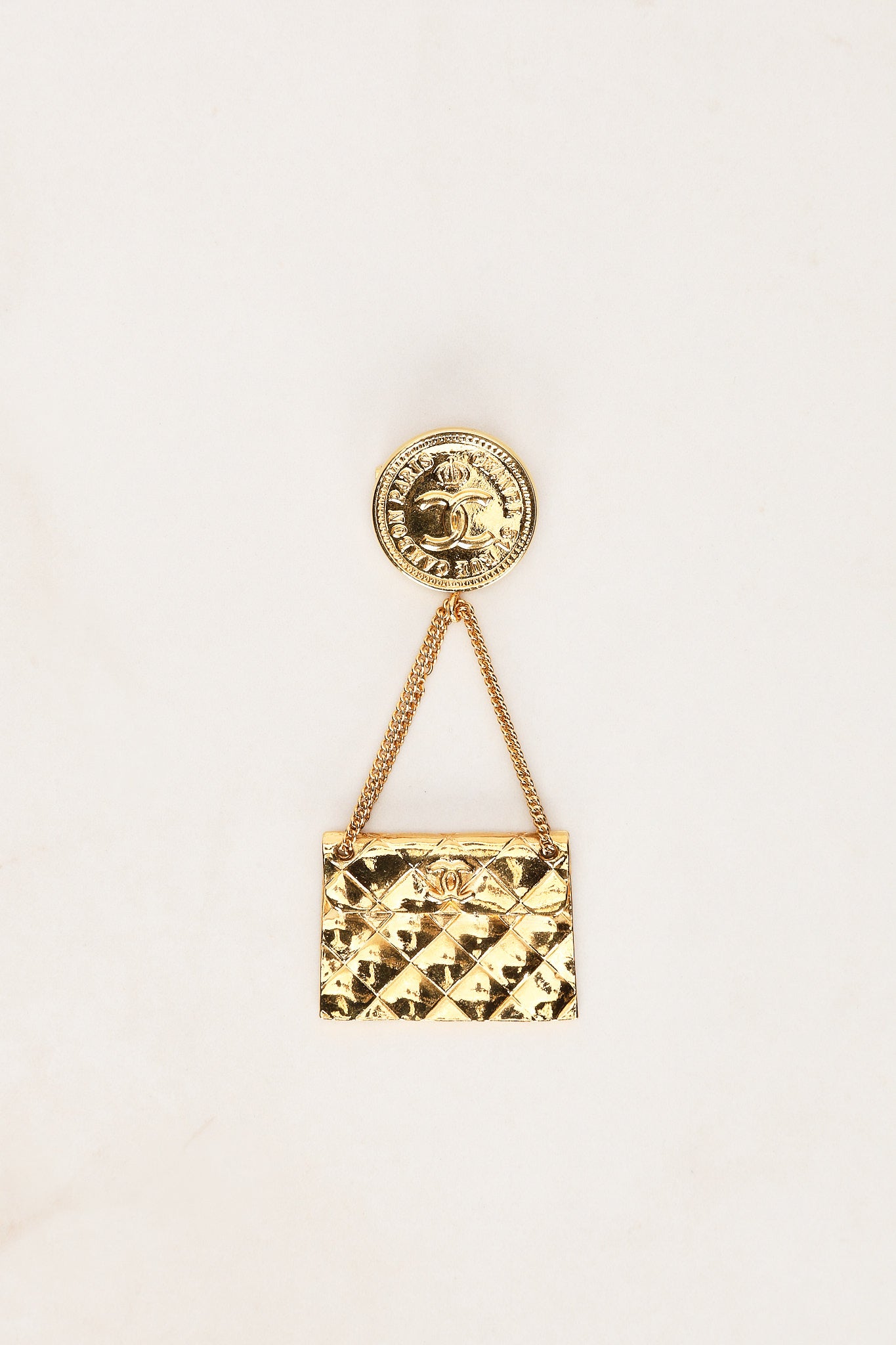 Chanel CC Flap and Coin Brooch 24K GP