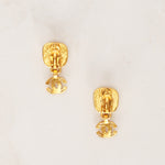 Chanel 1997 CC Brushed Gold Clip-On Deco Earrings 24K GP