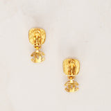 Chanel 1997 CC Brushed Gold Clip-On Deco Earrings 24K GP