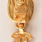 Chanel 1997 CC Brushed Gold Clip-On Deco Earrings 24K GP