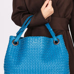Bottega Veneta Medium Intrecciato Garda Tote Blue