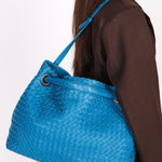 Bottega Veneta Medium Intrecciato Garda Tote Blue