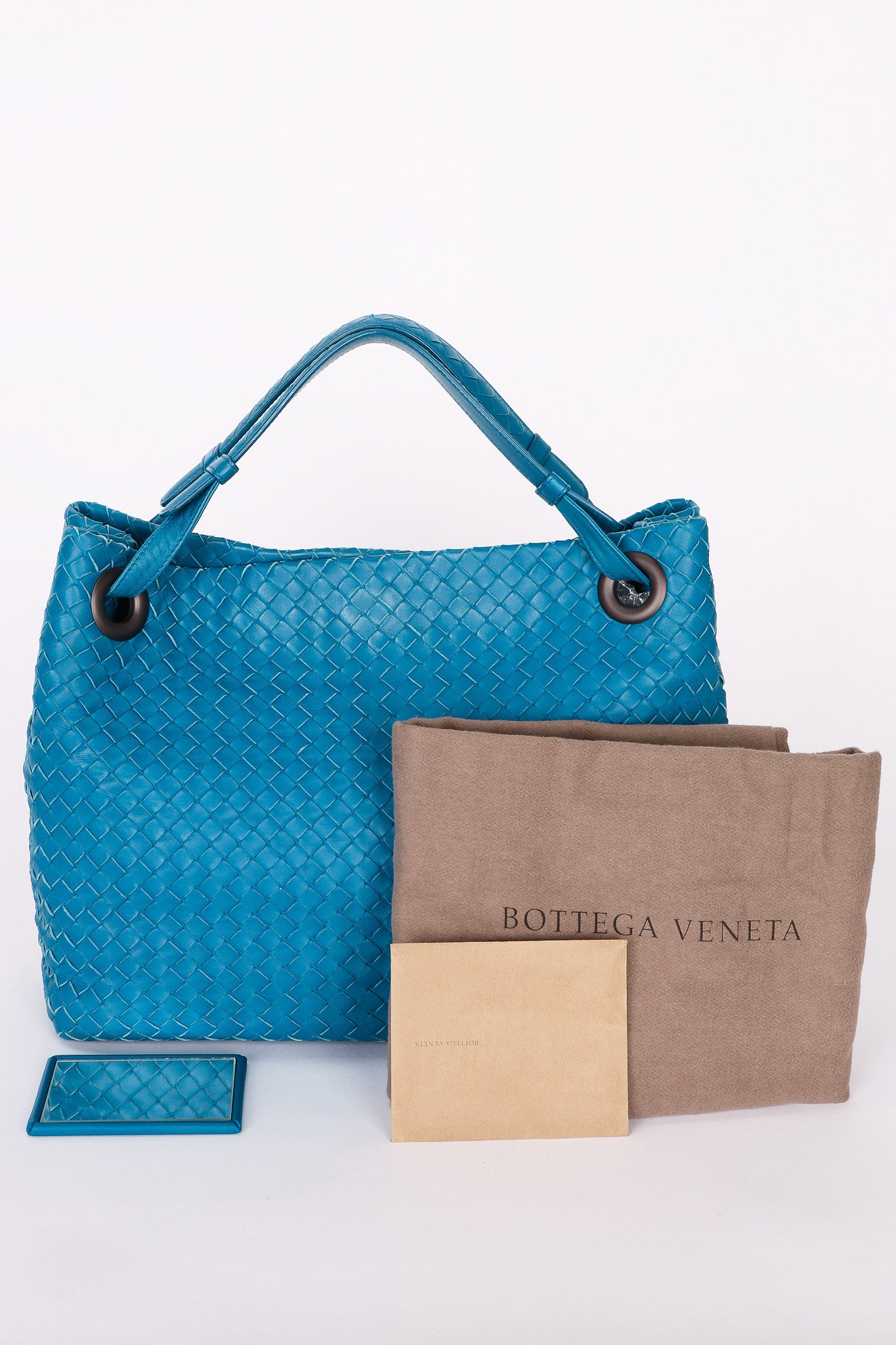 Bottega Veneta Medium Intrecciato Garda Tote Blue