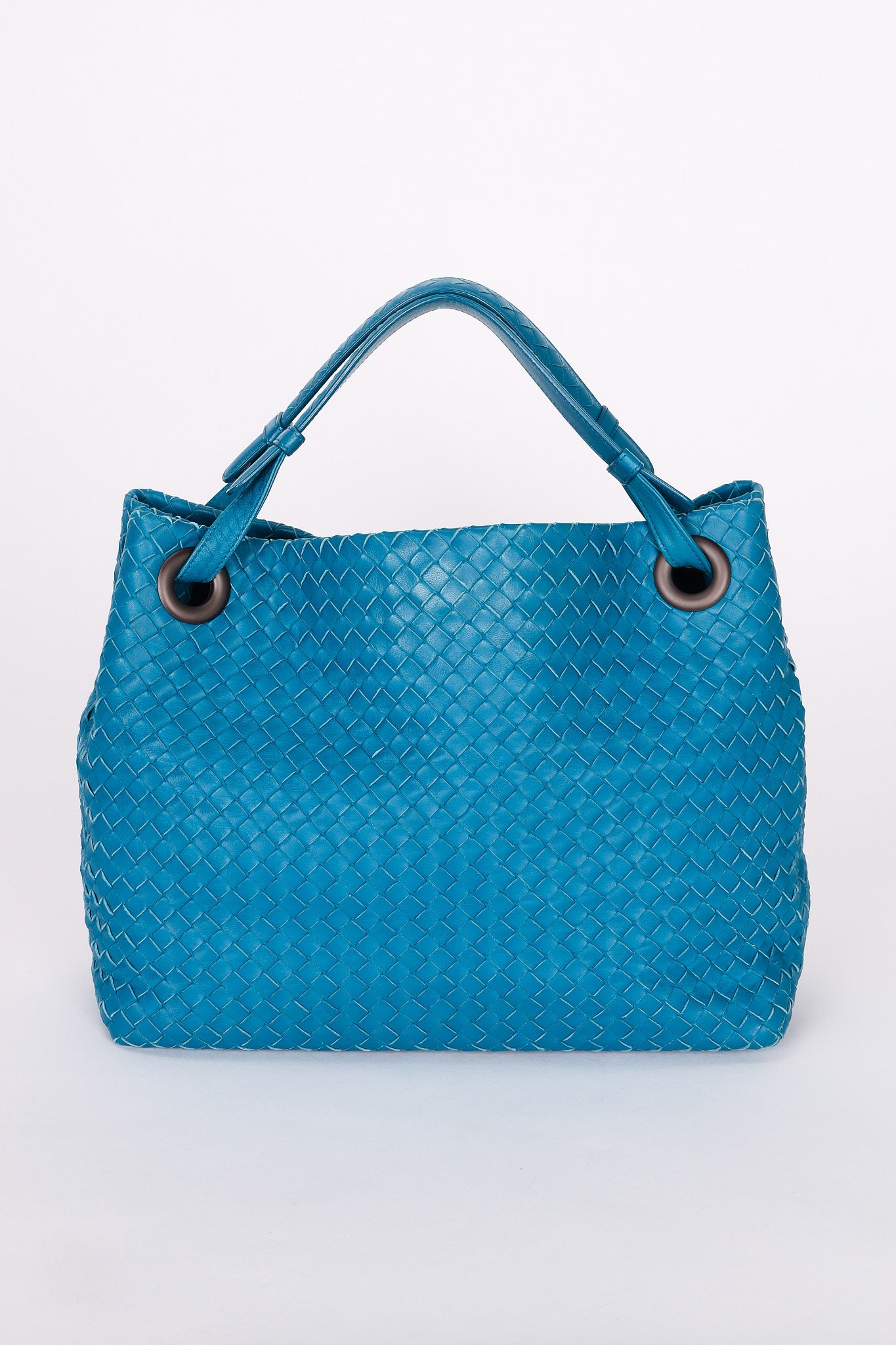 Bottega Veneta Medium Intrecciato Garda Tote Blue