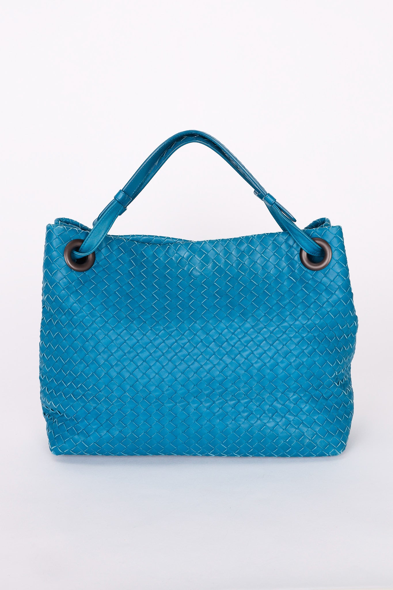 Bottega Veneta Medium Intrecciato Garda Tote Blue