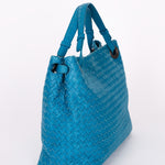 Bottega Veneta Medium Intrecciato Garda Tote Blue