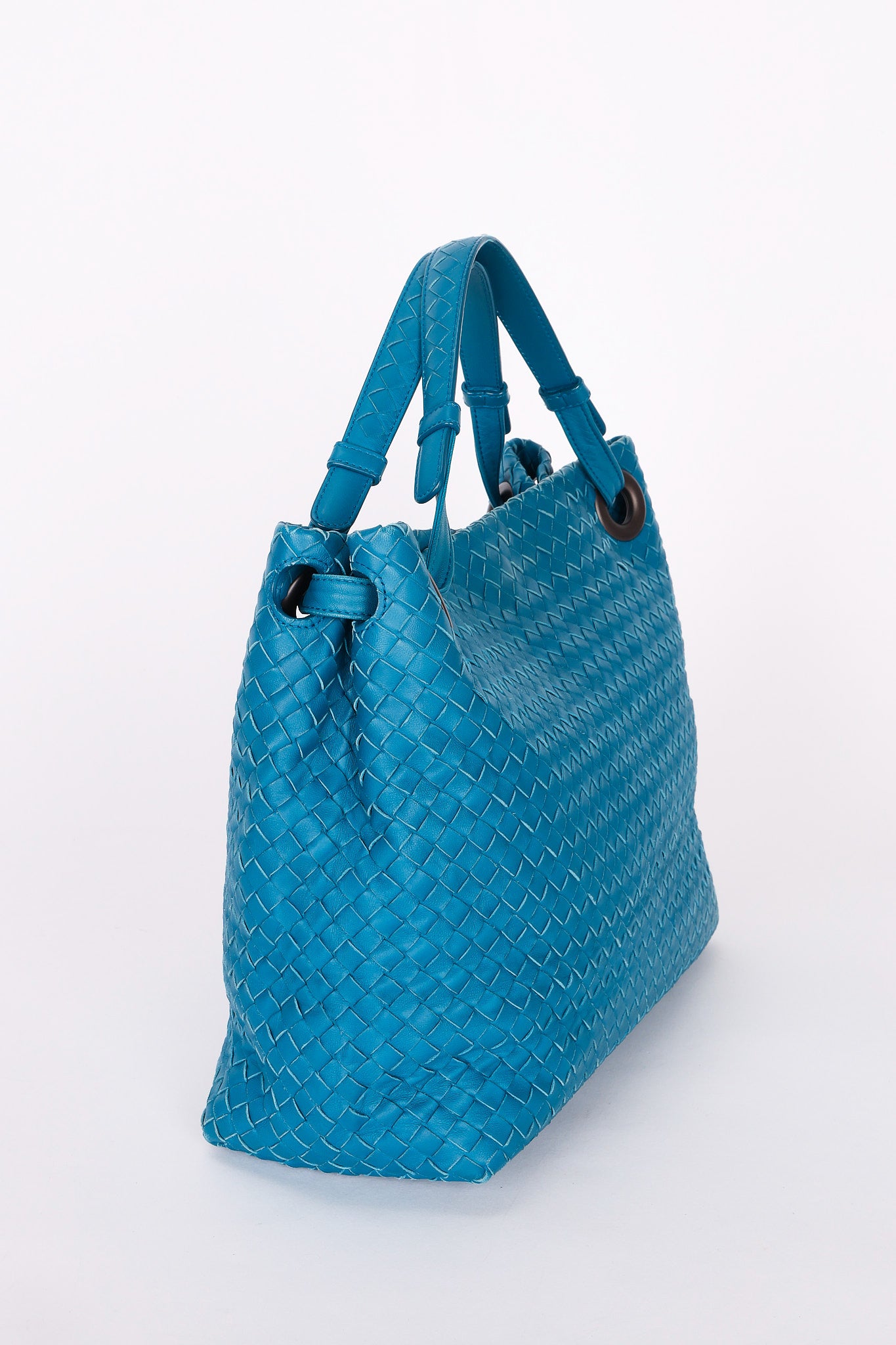 Bottega Veneta Medium Intrecciato Garda Tote Blue