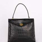 Miu Miu Croc Embossed Turnlock Top Handle Bag
