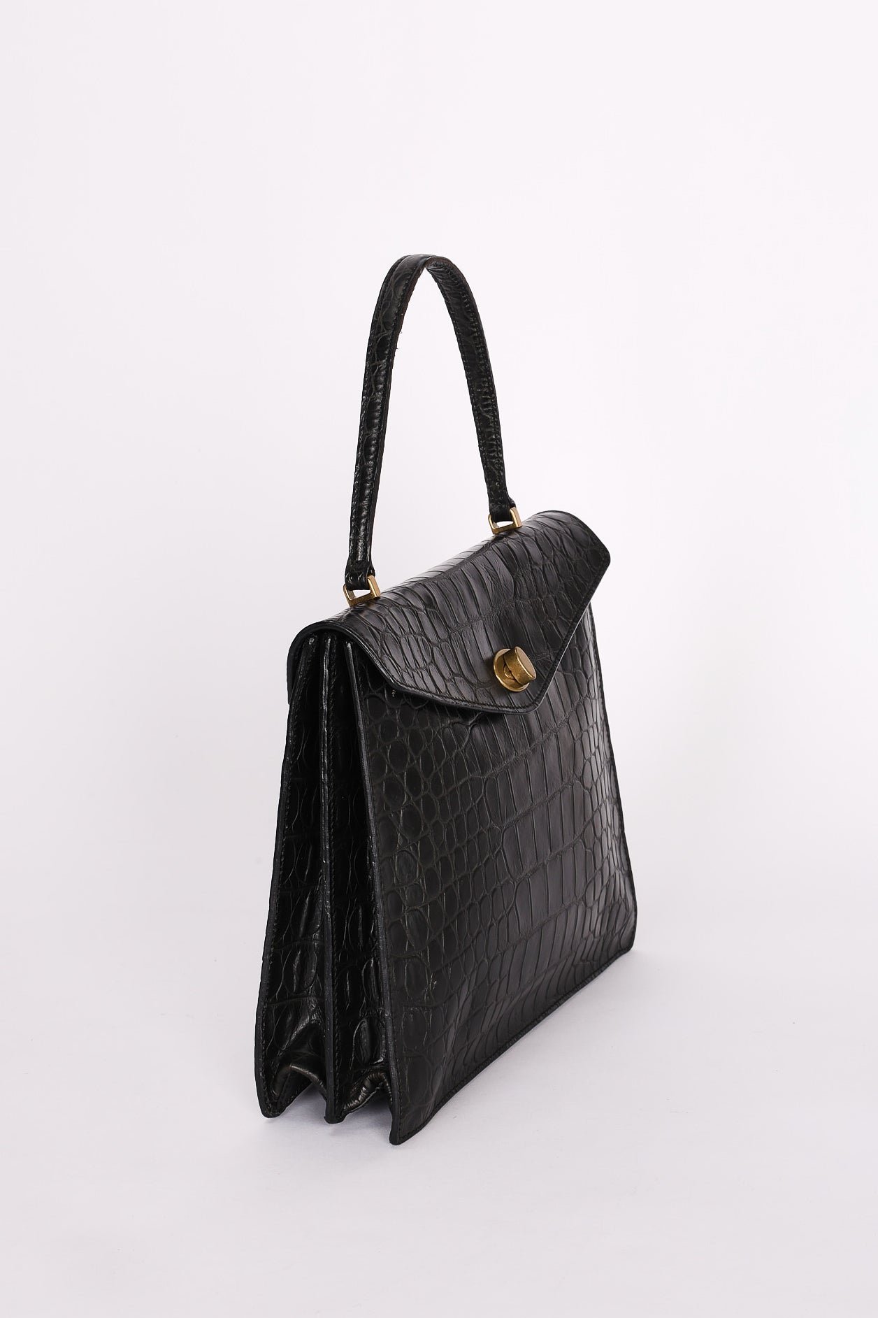 Miu Miu Croc Embossed Turnlock Top Handle Bag