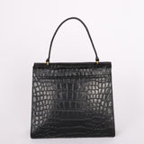 Miu Miu Croc Embossed Turnlock Top Handle Bag