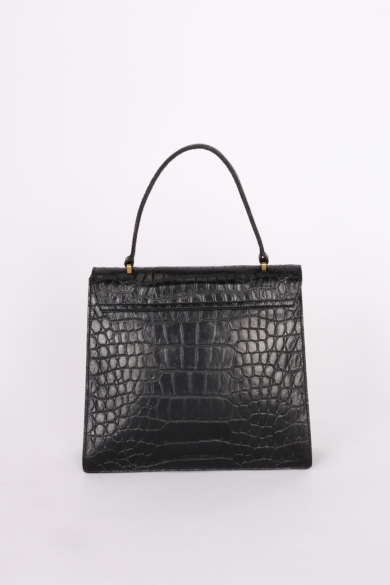 Miu Miu Croc Embossed Turnlock Top Handle Bag