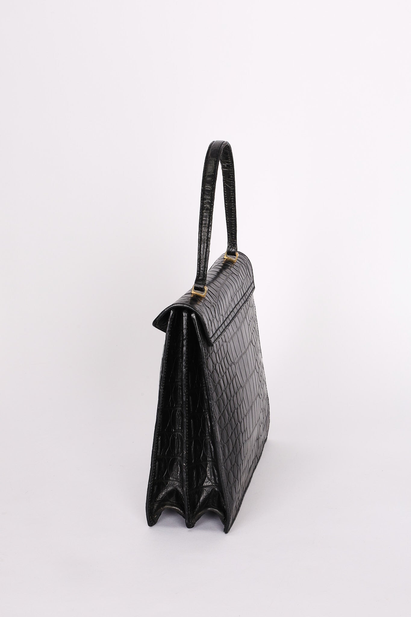 Miu Miu Croc Embossed Turnlock Top Handle Bag