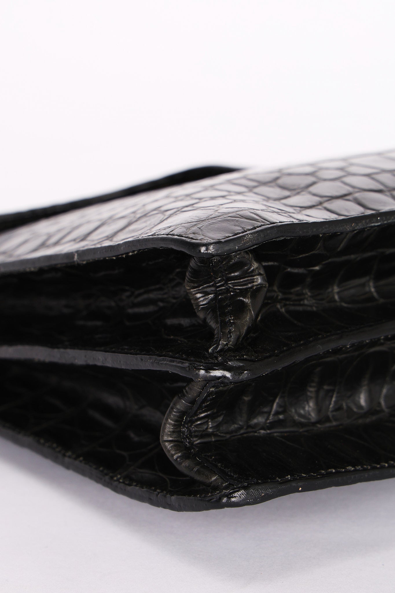 Miu Miu Croc Embossed Turnlock Top Handle Bag