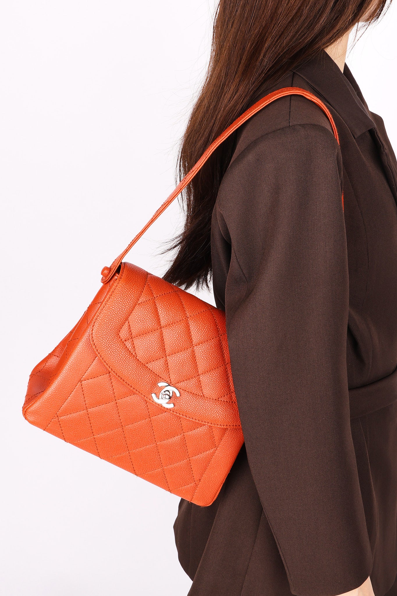 Chanel Diana Shoulder Bag Burnt Orange Caviar SHW