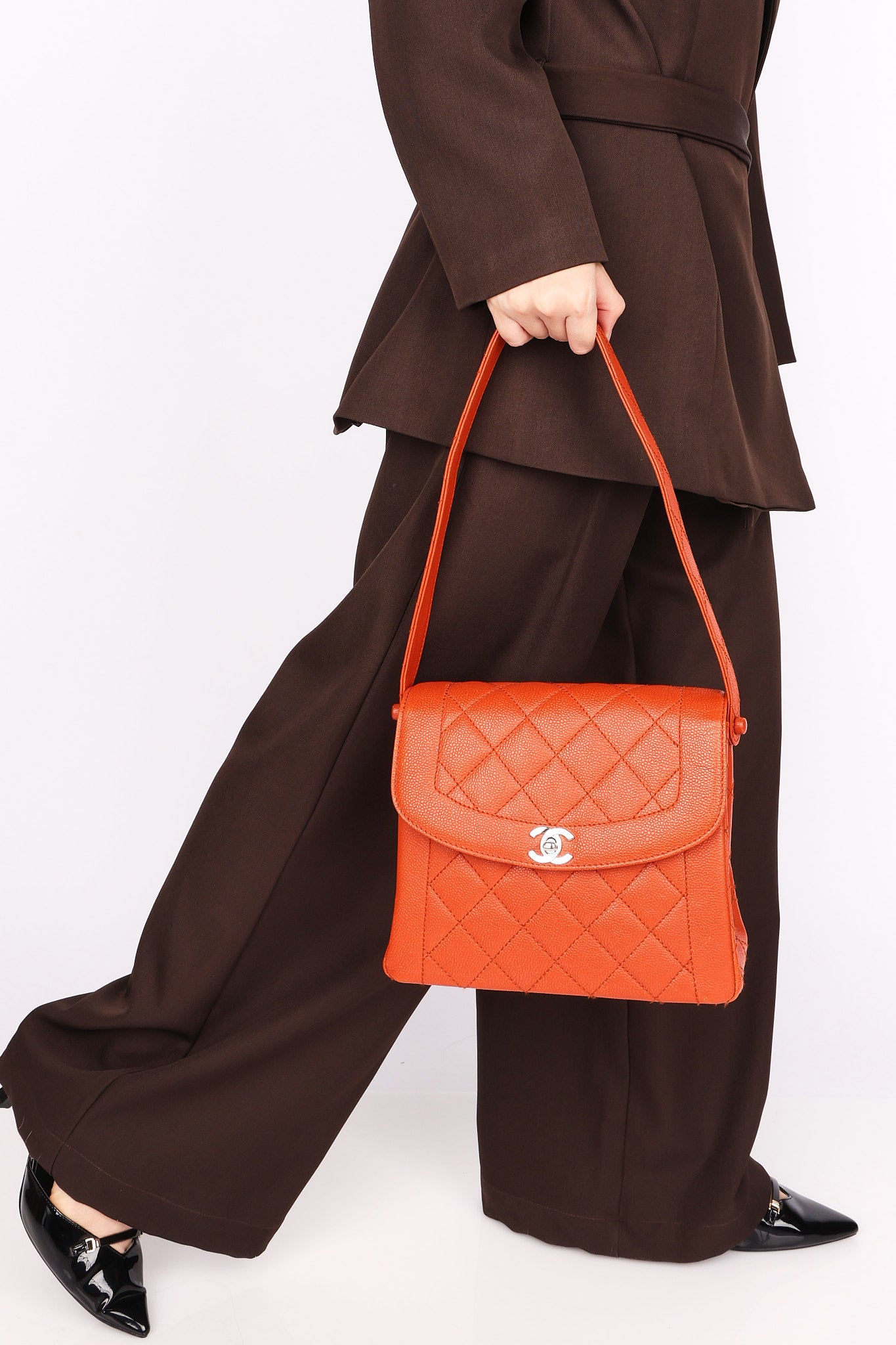 Chanel Diana Shoulder Bag Burnt Orange Caviar SHW