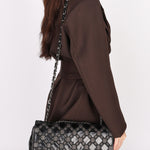 Chanel Single Flap Diamond Quilted Black Patent and Mesh SHW