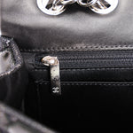 Chanel Single Flap Diamond Quilted Black Patent and Mesh SHW