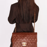 Chanel Maxi Classic Single Flap Brown Lambskin 24K GP