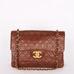 Chanel Maxi Classic Single Flap Brown Lambskin 24K GP