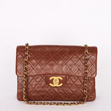 Chanel Maxi Classic Single Flap Brown Lambskin 24K GP