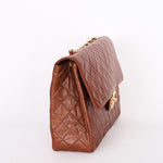 Chanel Maxi Classic Single Flap Brown Lambskin 24K GP