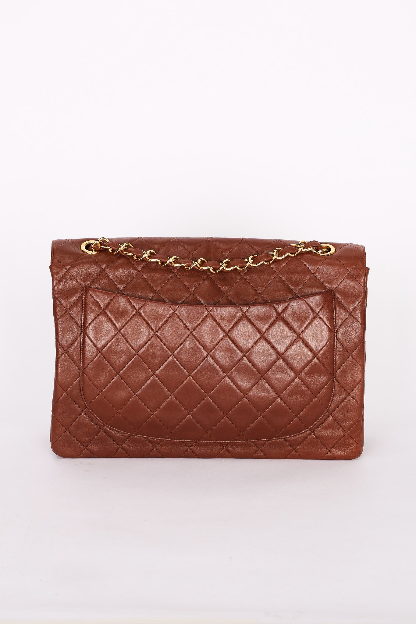 Chanel Maxi Classic Single Flap Brown Lambskin 24K GP