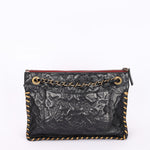 Chanel Embossed Camellia Whipstitch Shoulder Bag Black Calfskin AGHW