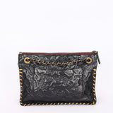 Chanel Embossed Camellia Whipstitch Shoulder Bag Black Calfskin AGHW