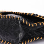 Chanel Embossed Camellia Whipstitch Shoulder Bag Black Calfskin AGHW