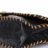 Chanel Embossed Camellia Whipstitch Shoulder Bag Black Calfskin AGHW