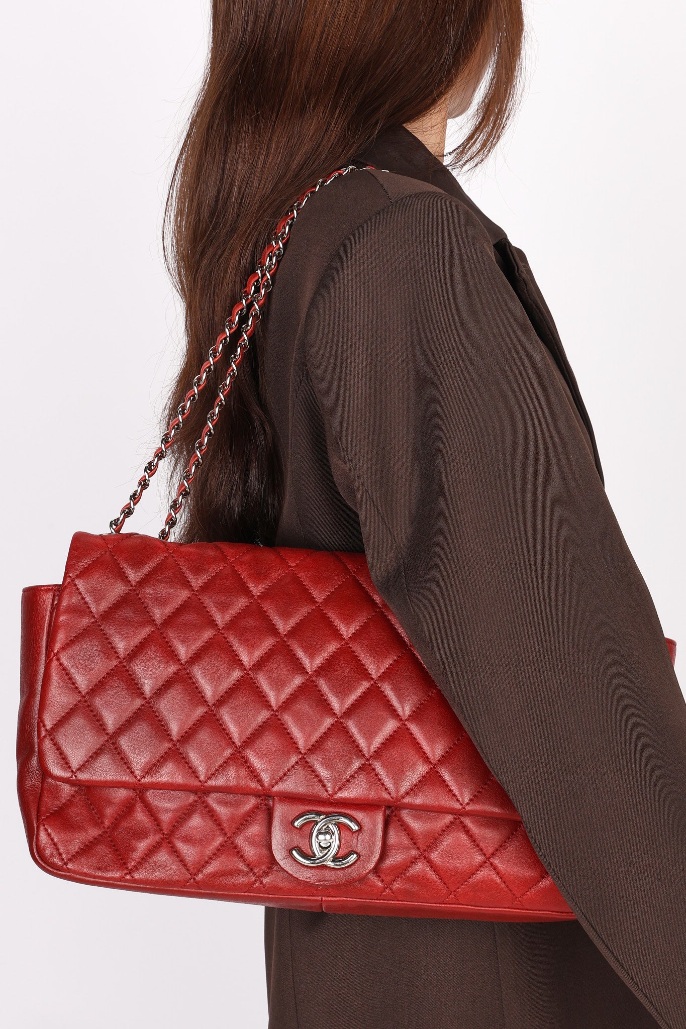 Chanel Single Flap Red Calfskin SHW