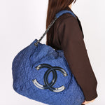 Chanel Large Cloquée Nylon Bubble Hobo SHW