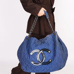 Chanel Large Cloquée Nylon Bubble Hobo SHW