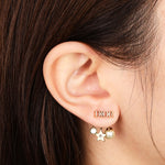 Dior Logo Letter Crystal Star Pearl Drop Earrings
