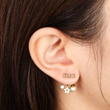 Dior Logo Letter Crystal Star Pearl Drop Earrings