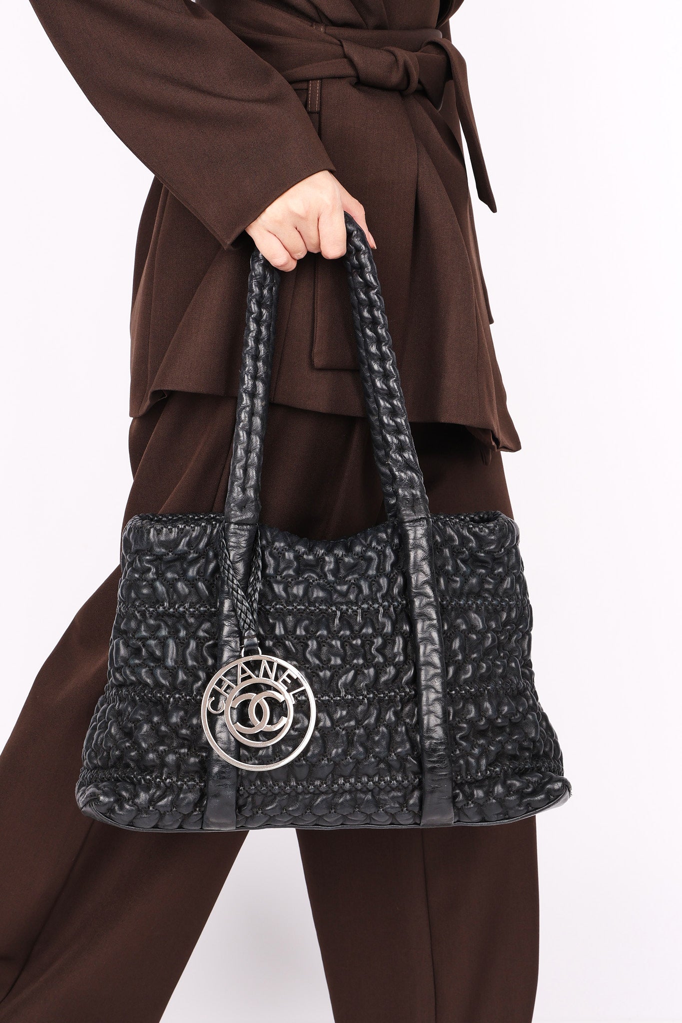 Chanel Hidden Chain Tote Black Wrinkled Lambskin 2008 DSHW