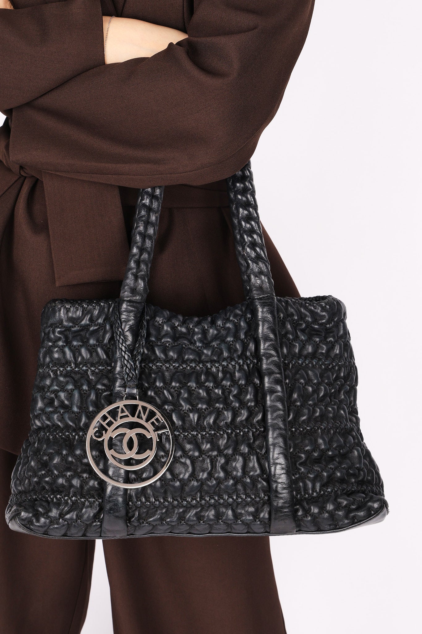 Chanel Hidden Chain Tote Black Wrinkled Lambskin 2008 DSHW