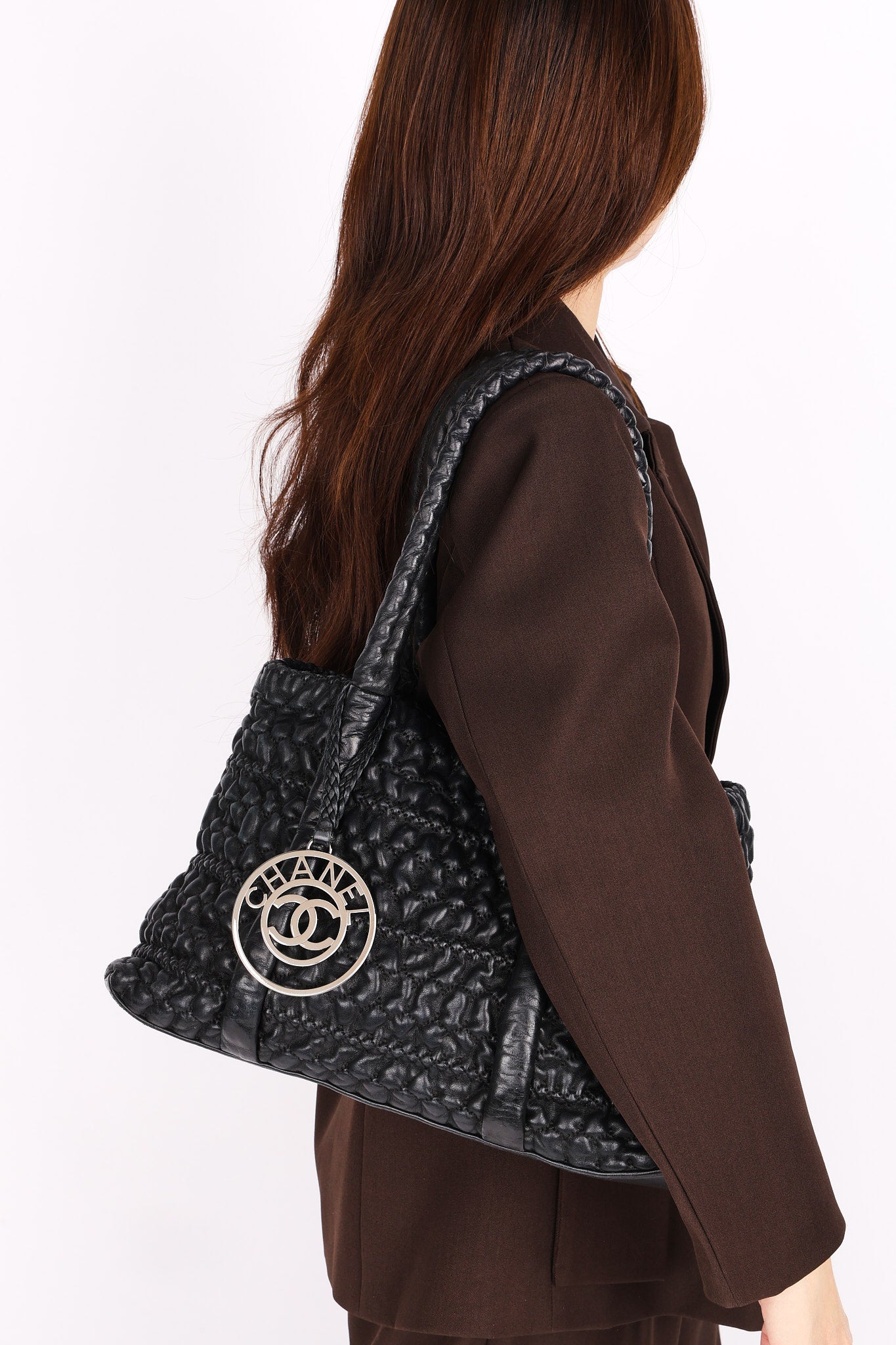Chanel Hidden Chain Tote Black Wrinkled Lambskin 2008 DSHW