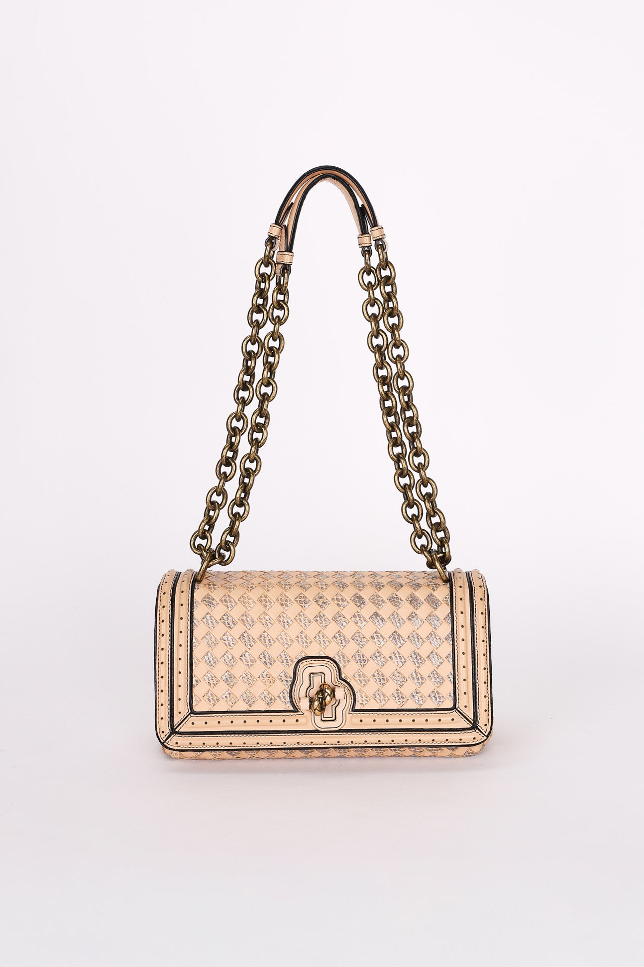 Bottega Veneta Intrecciato Nappa and Snakeskin Olimpia Knot Flap