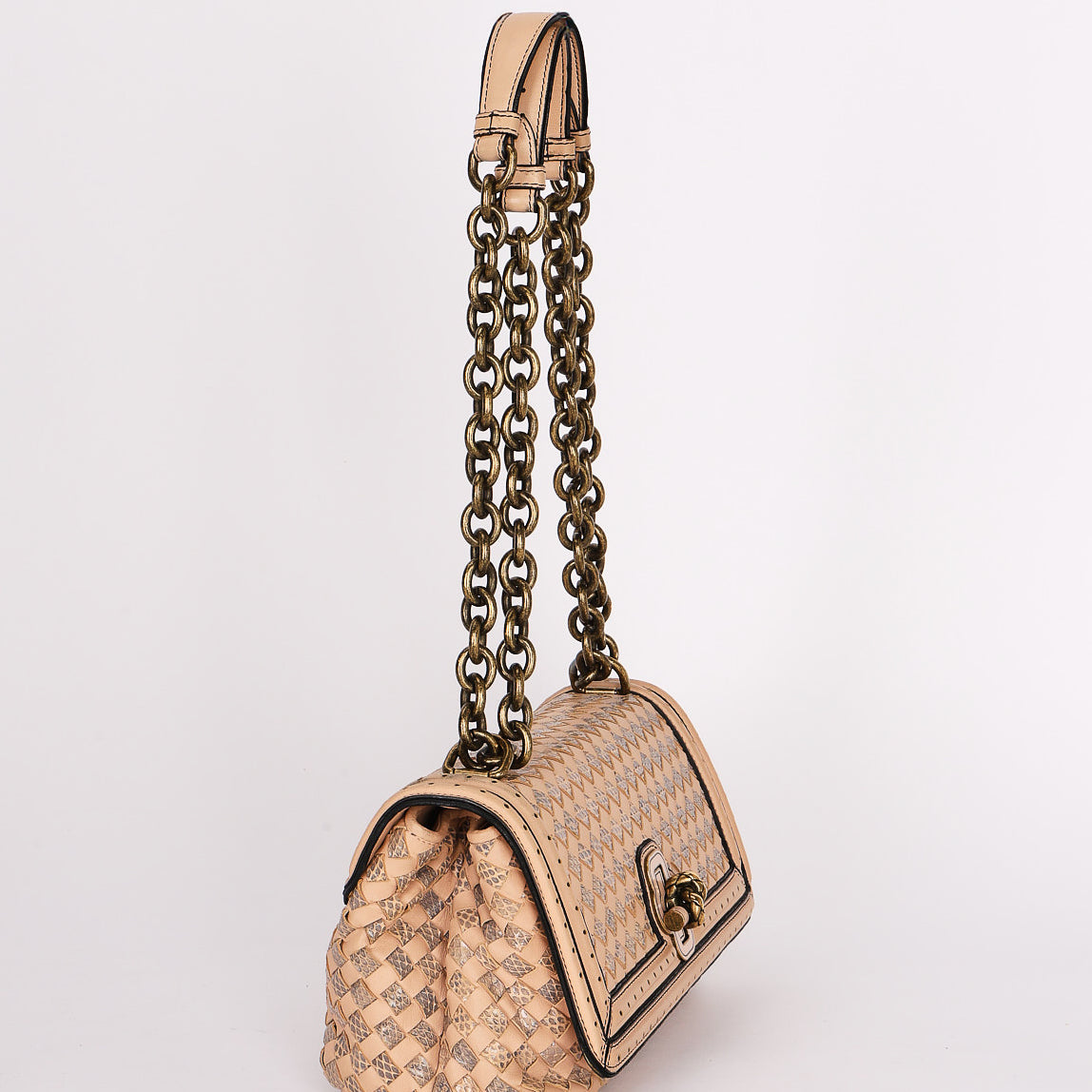 Bottega Veneta Intrecciato Nappa and Snakeskin Olimpia Knot Flap