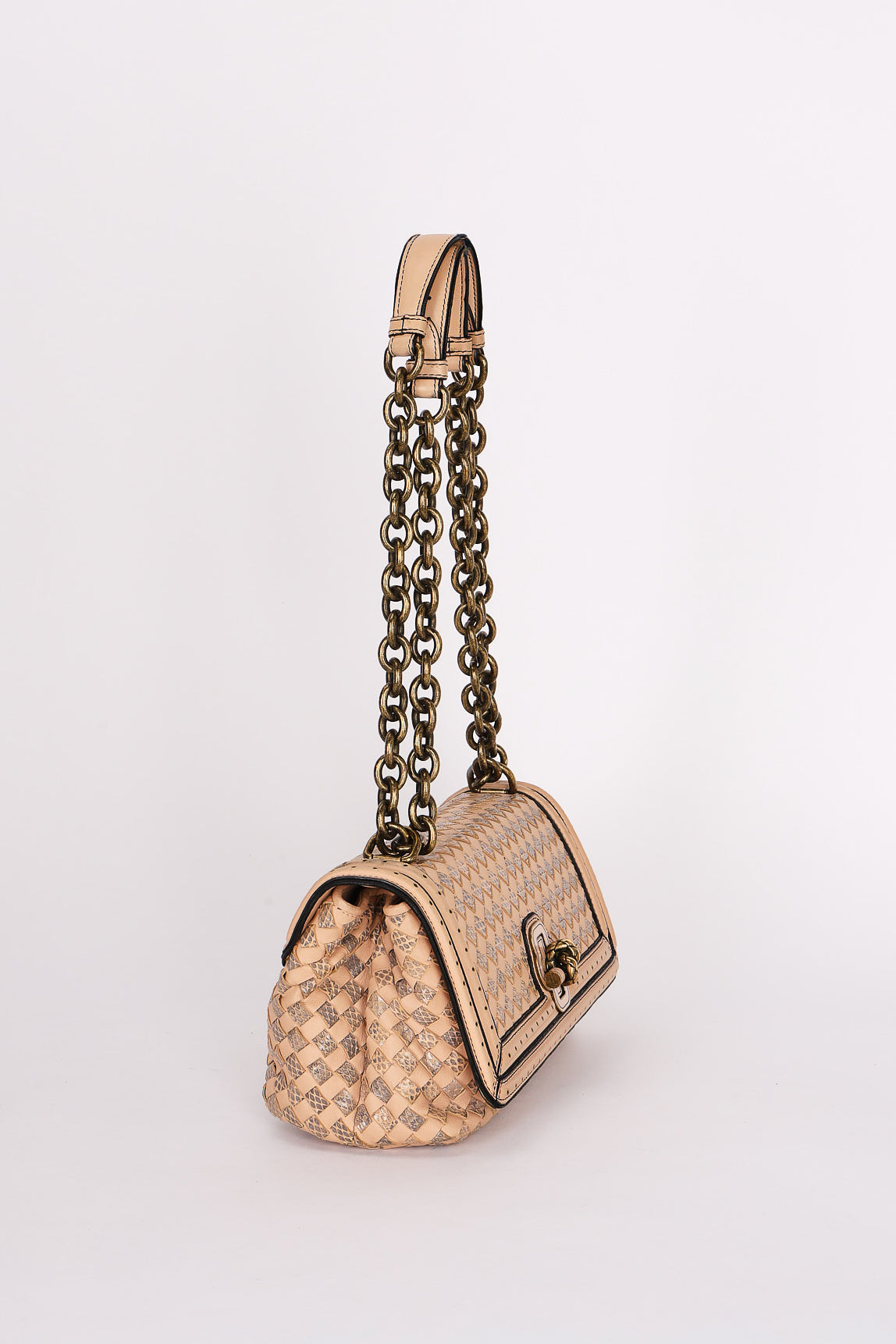 Bottega Veneta Intrecciato Nappa and Snakeskin Olimpia Knot Flap