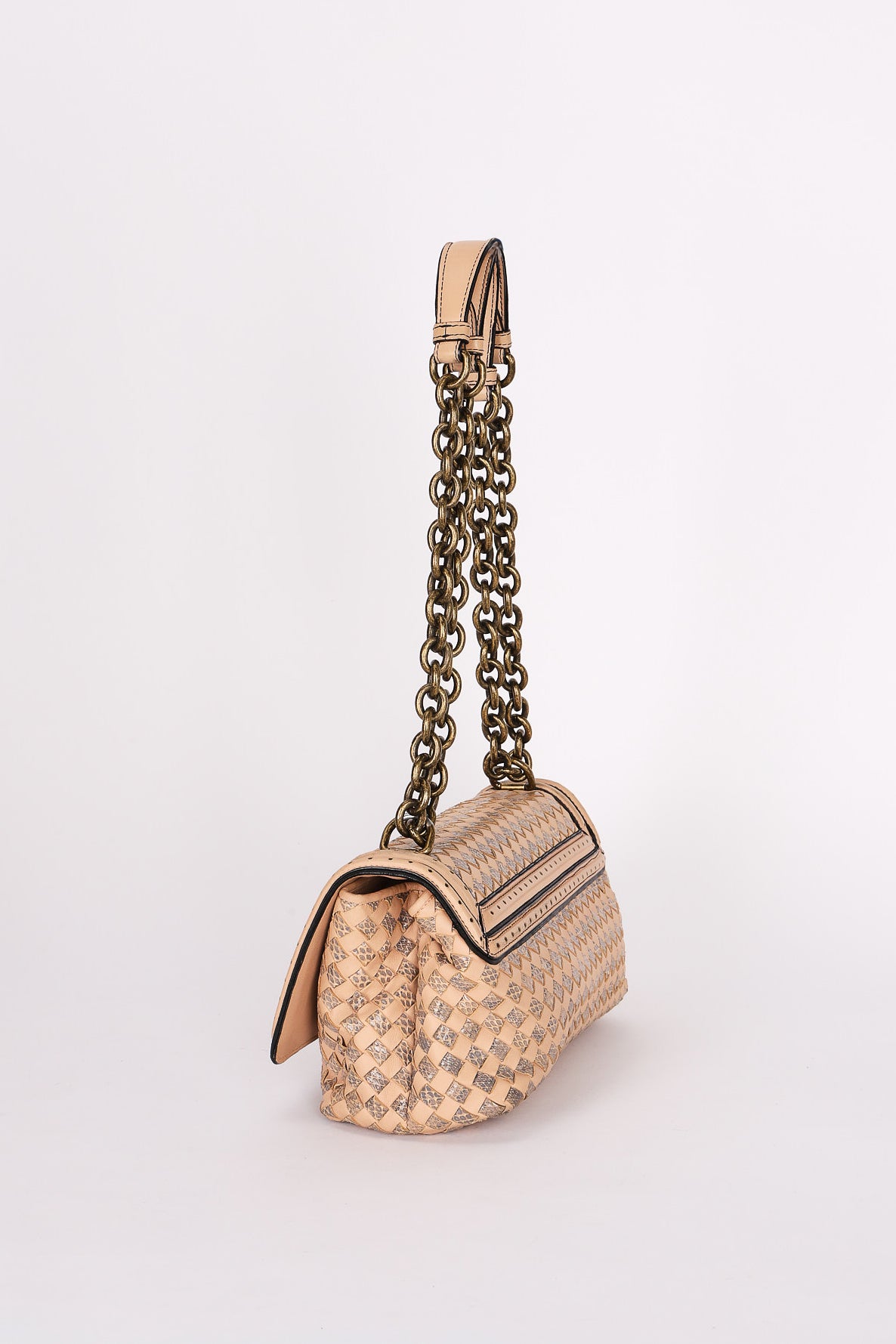 Bottega Veneta Intrecciato Nappa and Snakeskin Olimpia Knot Flap