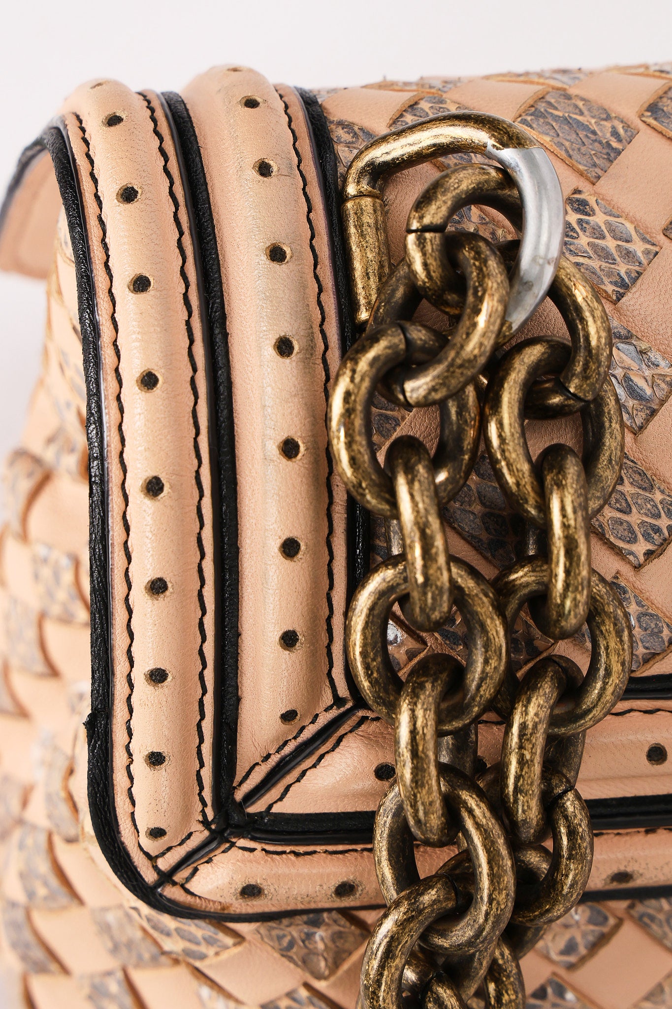 Bottega Veneta Intrecciato Nappa and Snakeskin Olimpia Knot Flap