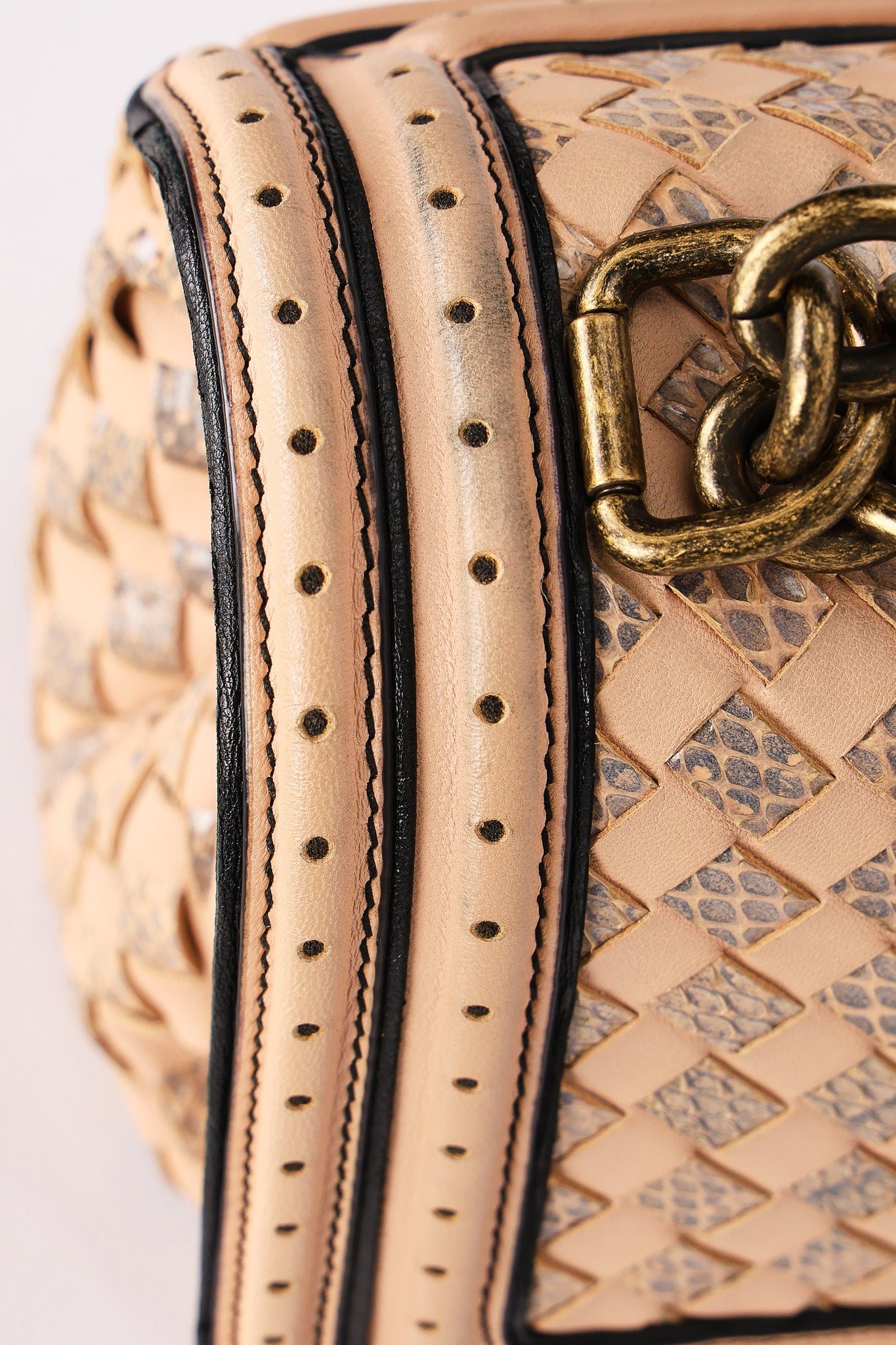 Bottega Veneta Intrecciato Nappa and Snakeskin Olimpia Knot Flap