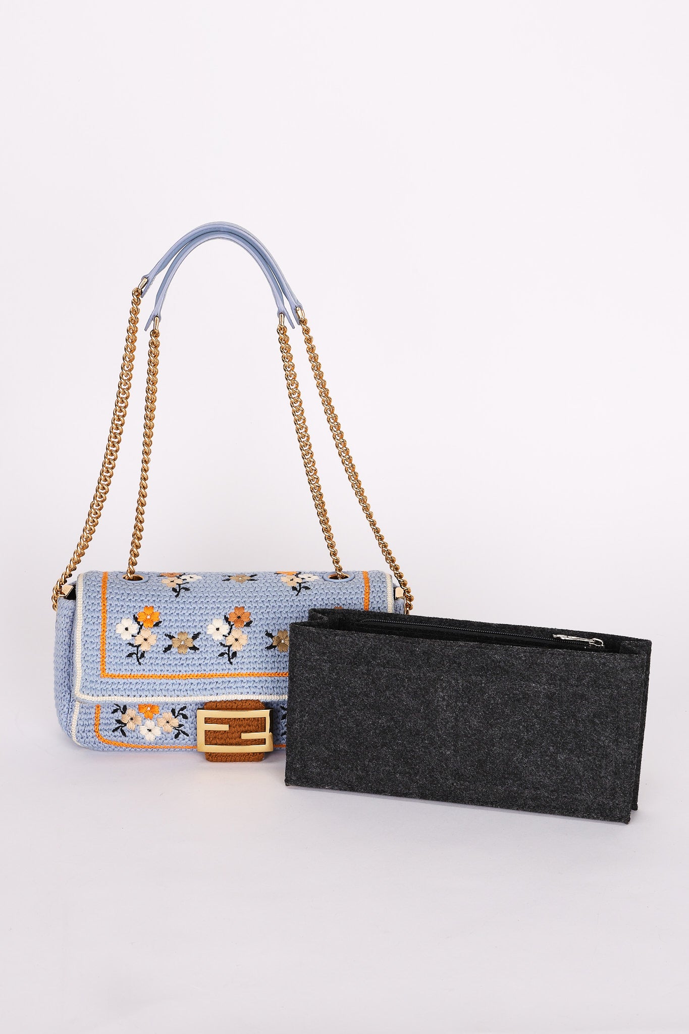 Fendi Floral Knit Baguette Bag