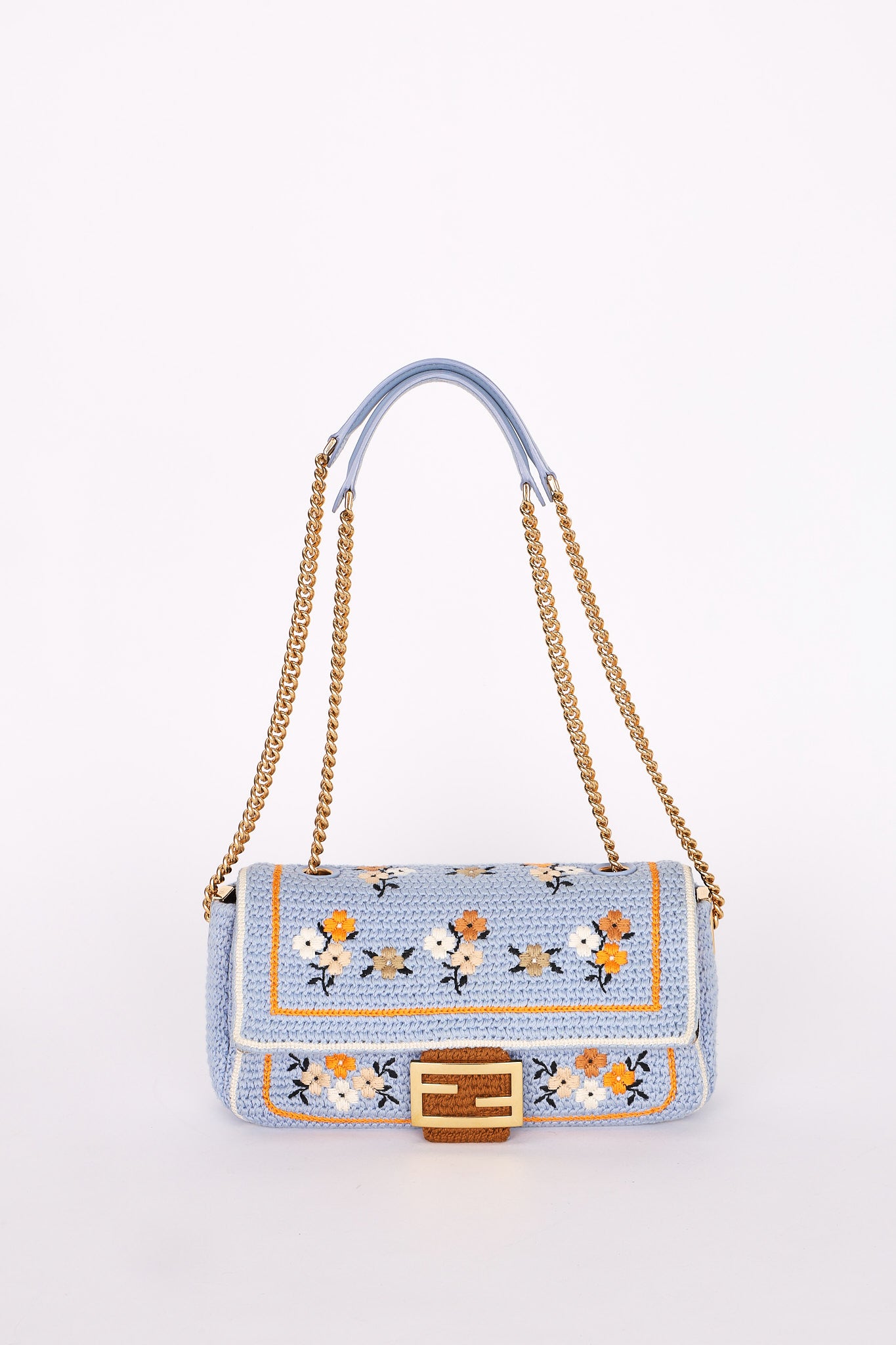 Fendi Floral Knit Baguette Bag