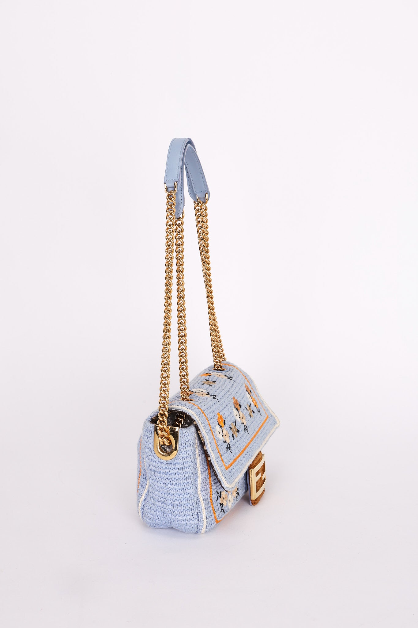 Fendi Floral Knit Baguette Bag